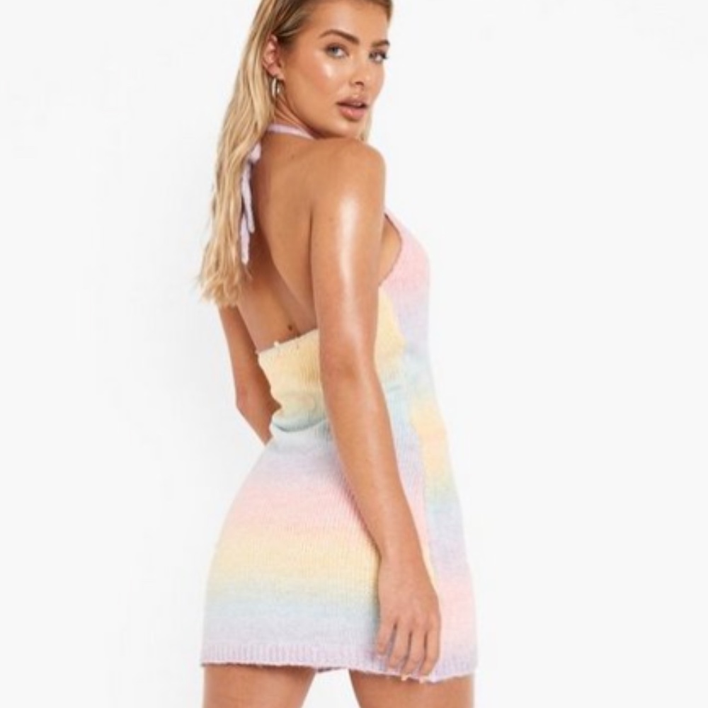 Ombre Halterneck Knitted Dress - Picture 3 of 4